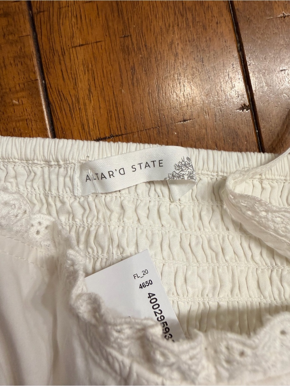 *NWT* Altar’d State Women’s White & Blue Embroidered Eyelet Bustier Top, Medium - Picture 10 of 12